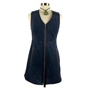 FREE PEOPLE Navy SUEDE Zip Dress / Tunic Top M